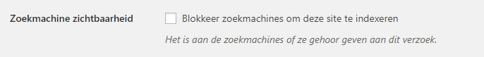 Blokkeer zoekmachines uitzetten