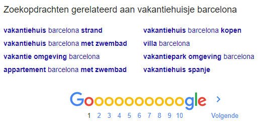 Gerelateerde zoekopdrachten Google