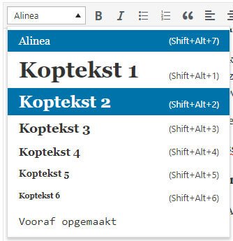 Sub-koppen instellen WordPress