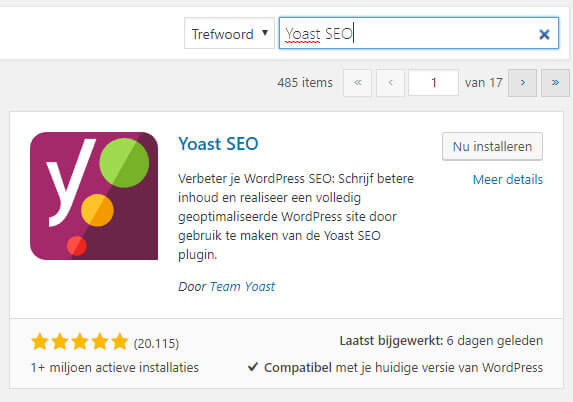 WordPress SEO Yoast installeren