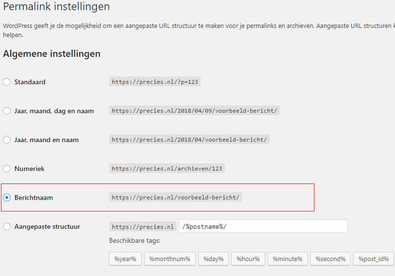 Instellen zoekmachinevriendelijke URL's